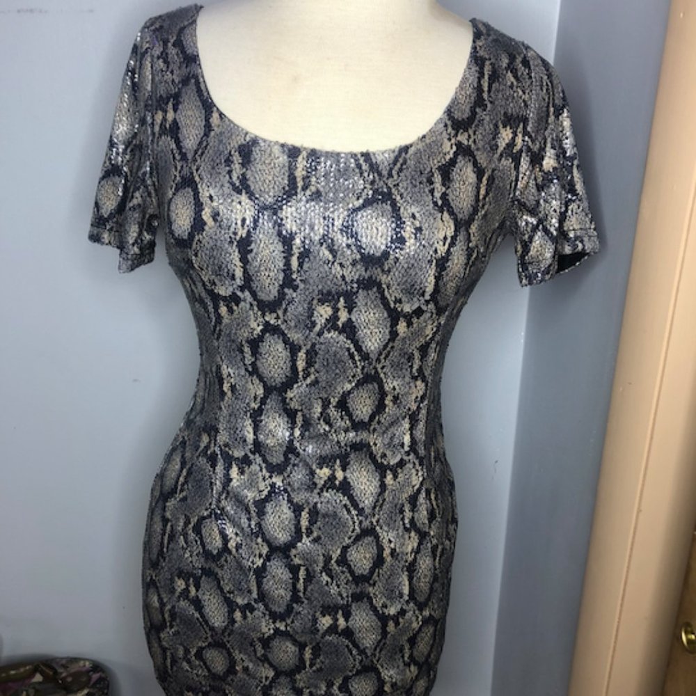 Animal Print Sequence Mini Dress